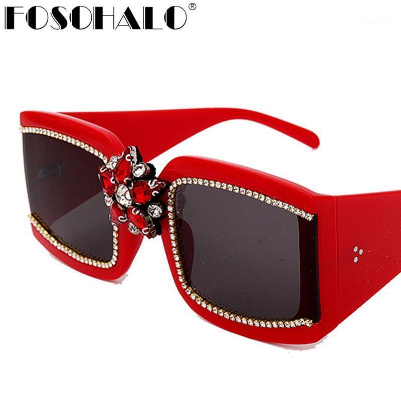 

Sunglasses 2021 Vintage Square Women Trendy Designers Diamond One Piece Sun Glasses Men Retro Rhinestone