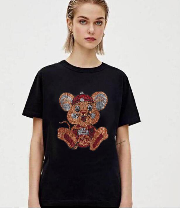 

Men's T-Shirts Women's T-shirt fashion diamonds short black t-neck t-shirt
