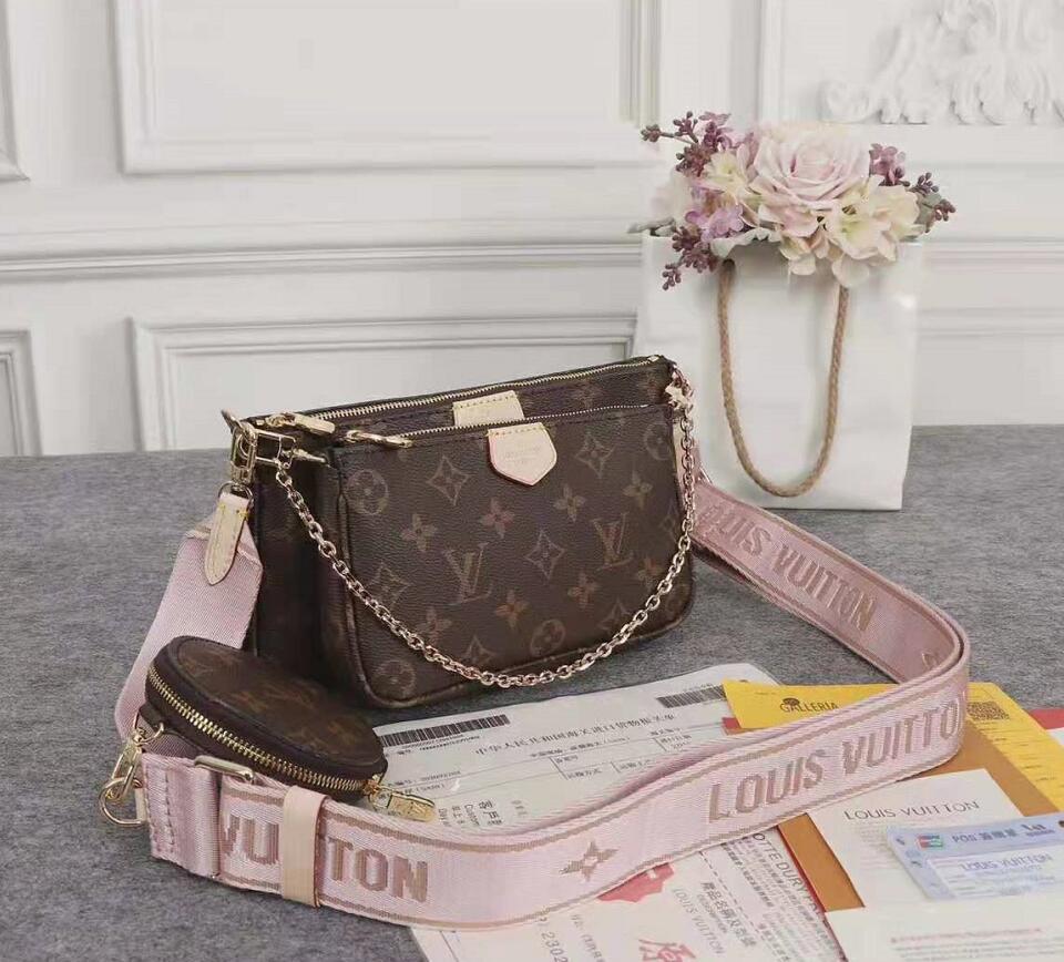 

3pieces set high qulity Designer bag MULTI POCHETTE ACCESSORIES crossbody fashion handbagGGLVLouisVitton YSLVUTTON, Red;black