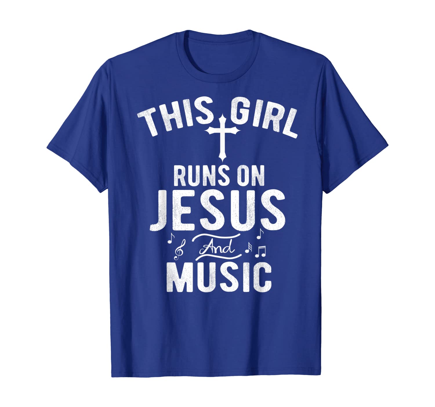 

This Girl Runs On Jesus and Music t-shirt for music lovers, White;black