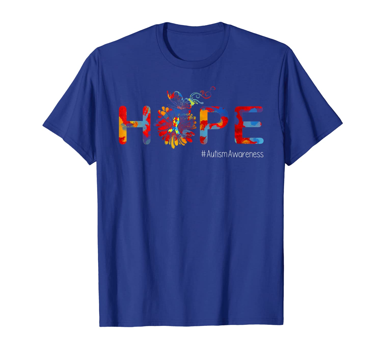 

hope butterfly ribbon autism awareness tshirt gifts, White;black