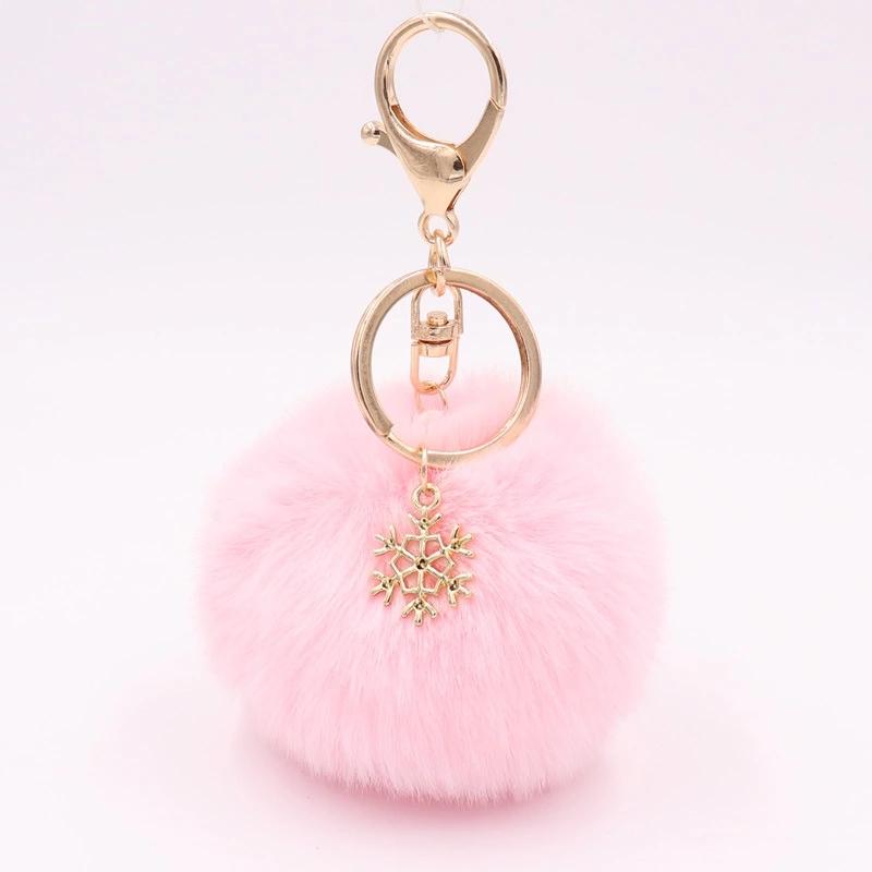 

Keychains 2021 Pom Snow Furry Ball Keychain Faux Fur Porte Clef Pom-pom De Fourrure Fluffy Bag Charms Keyring