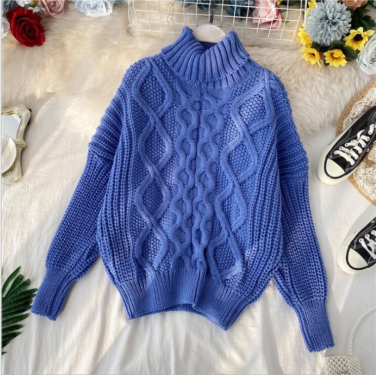 

Qooth Autumn Winter Women Cashmere Sweaters Casual Turtleneck Pullovers Full Sleeve Thick Knit sweater Plain Jumper Qt029 210518, Red