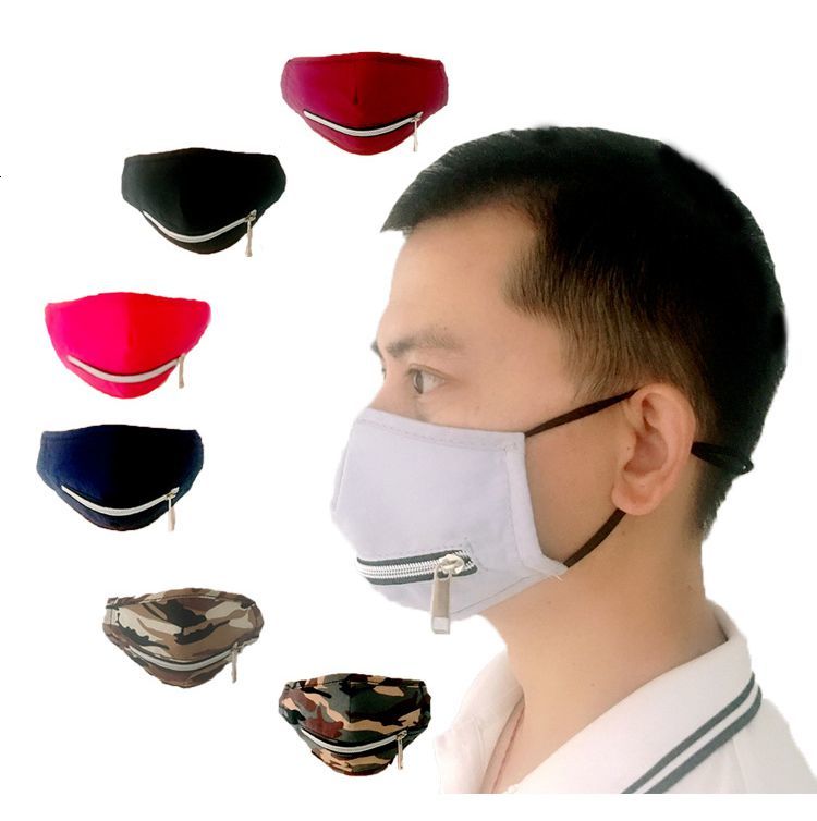 

with Valve Face Mask Adjustable Zipper Dustproof Cotton Washable Protective Designer Masks 7styles Hhc1407 3VWZ, Black