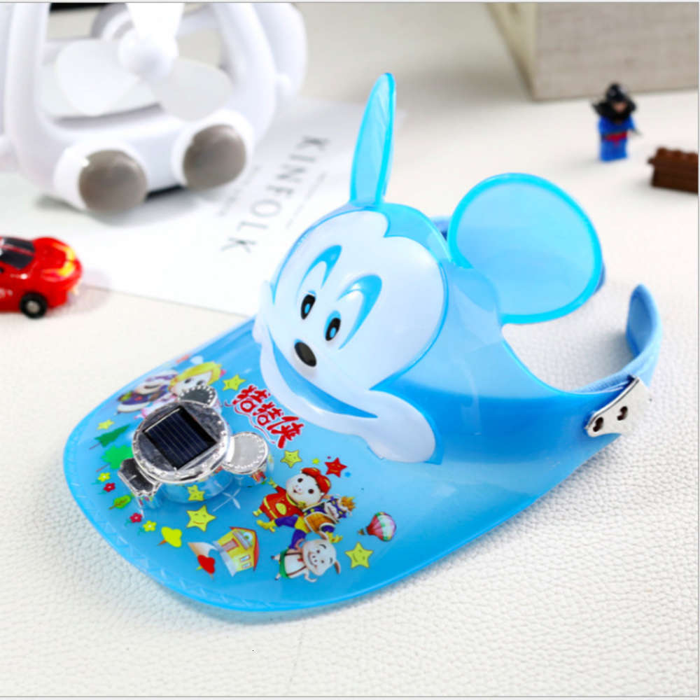 

Children's solar fan cap cartoon plastic sunshade sunscreen ultraviolet sun empty top toy, Yellow