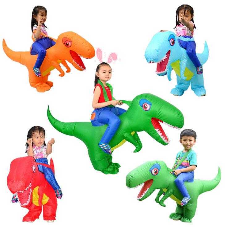 

Inflatable Costume Children Kids Dinosaur T REX Costumes Blow Up Fancy Dress Mascot Cosplay Costume For Boys Girls Q0910, Orange