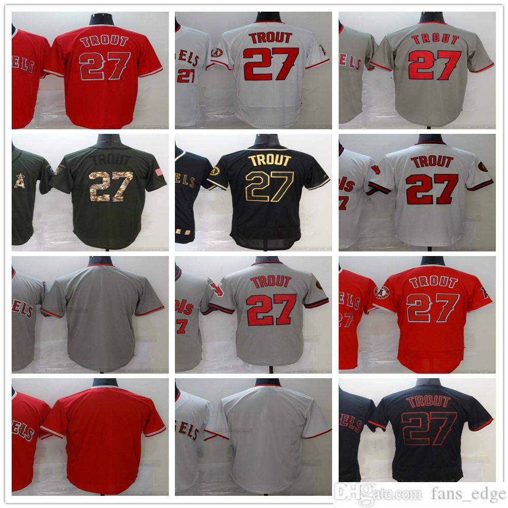

Stitched Baseball Jerseys Mike 27 Trout Los Angels Jersey Gray White Blue Blank No Number Name for Men Size S-XXXL, Blue;black