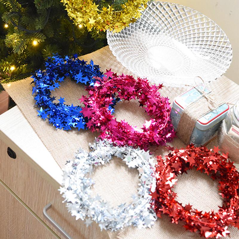 

Christmas Decorations 7.5M Hanging Star Pine Garland Decor 5 Colors Tinsel Ribbons Tree Decoration String Wedding Party
