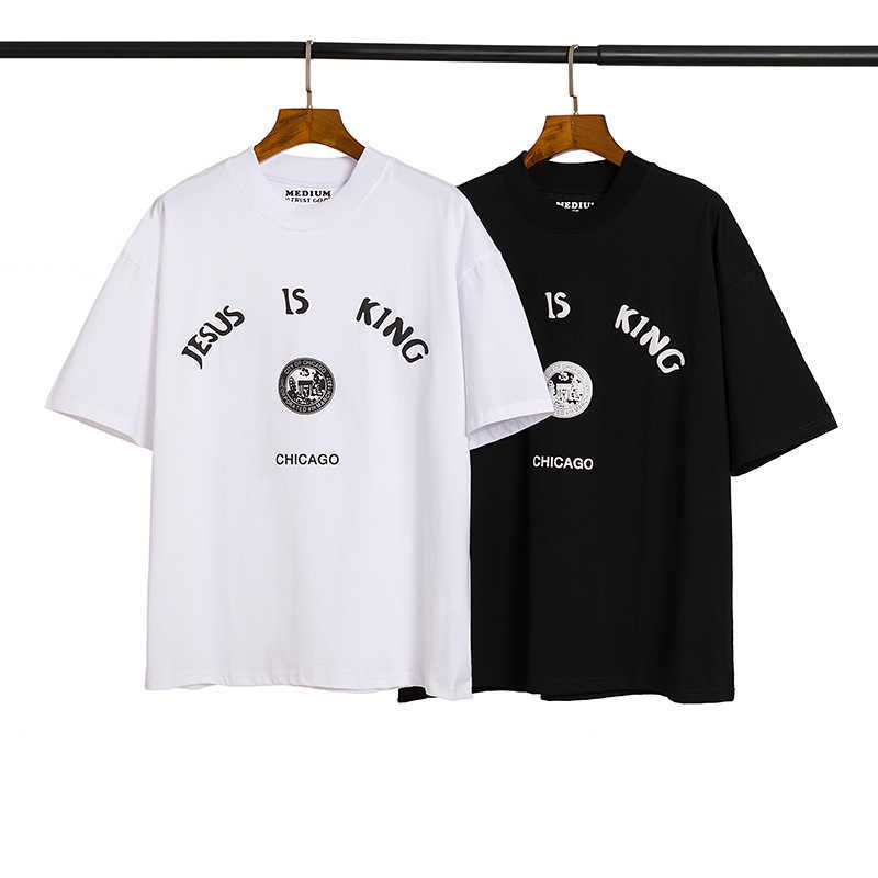 

Jesus Is King T-shirt Men Women CHICAGO CITY Print Kanye West T-shirts Oversize Good Quality Version Tee X0602