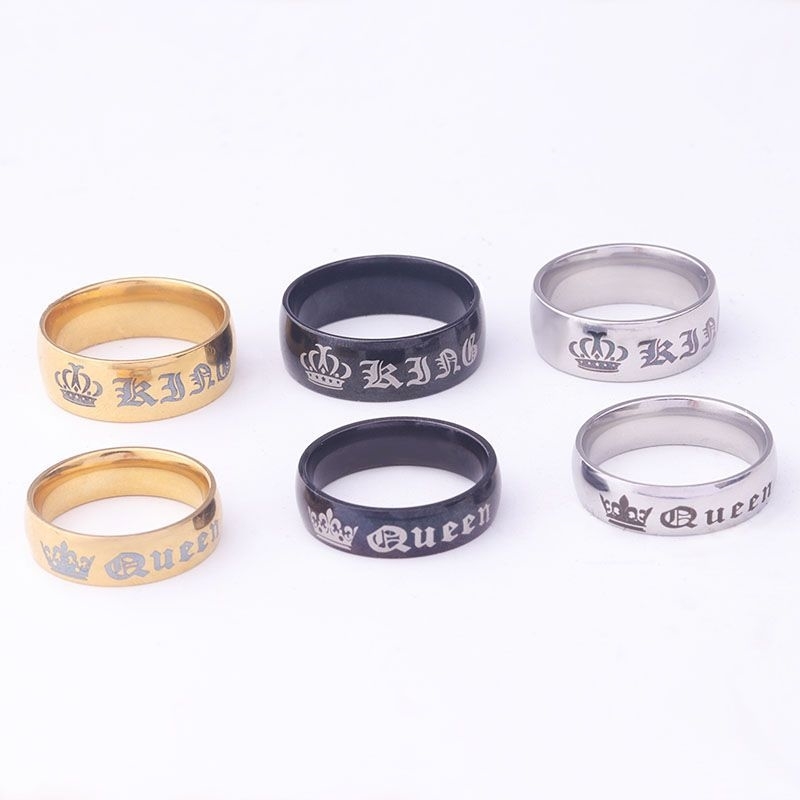

2021 Fine jewelry King Queen personalized lette Titanium steel Crystals from Austrian couple ring