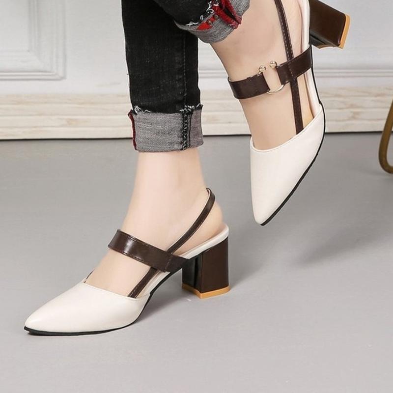 

Sandals 2022 Hollow Coarse High-heeled Shallow Mouth Pointed Pumps Female Sexy High Heels Large Fashion Woman Shoes, Picture color3