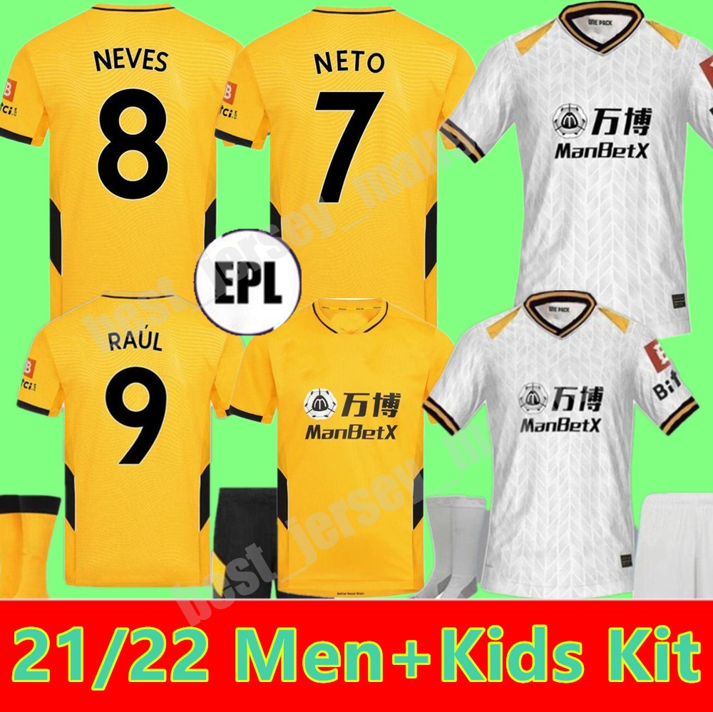 

2021 2022 Wolves SEMEDO RAUL NETO Soccer Jerseys Wolverhampton Men Kids Kits 21 22 Wanderers J.OTTO PODENCE Football Shirt ADAMA sets Unifor, Black;yellow