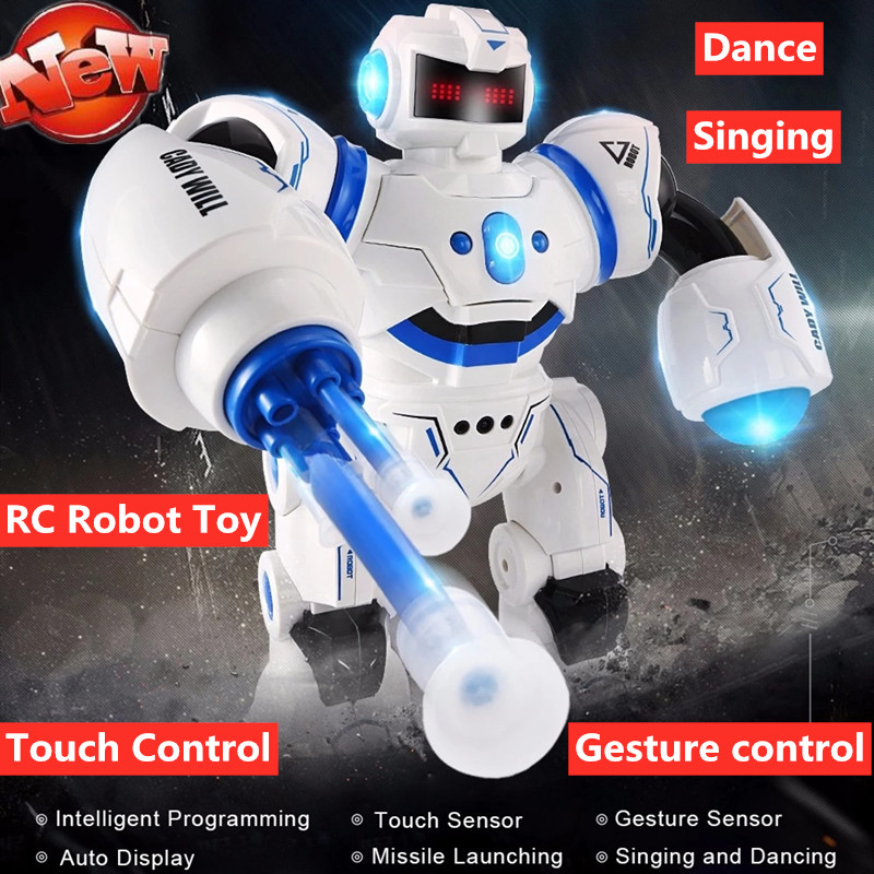 

Educational Robot Toy Intelligent Remote Control RC Robot Singing Dancing Walking Sliding Gesture Control RC Robot Toy kid gifts, Red