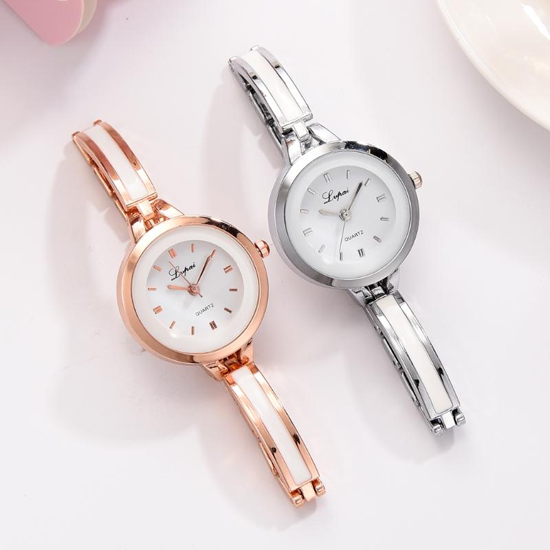 

Wristwatches Fashion Brand Elegant Watch Women Luxury Rose Gold Silver Bracelet Wristwatch Ladies Alloy Simple Casual Quartz Watches Clock