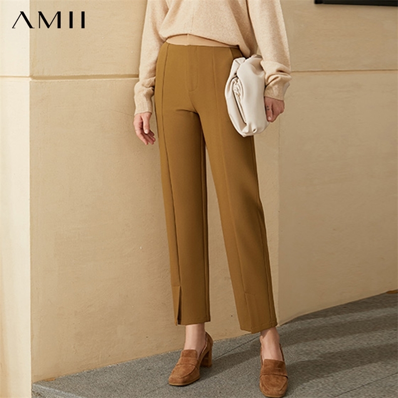 

Minimalism Winter Women's Pants Fashion OLstyle High Waist Solid Straight Suit Causal Female Trousers 12040776 210527, Black