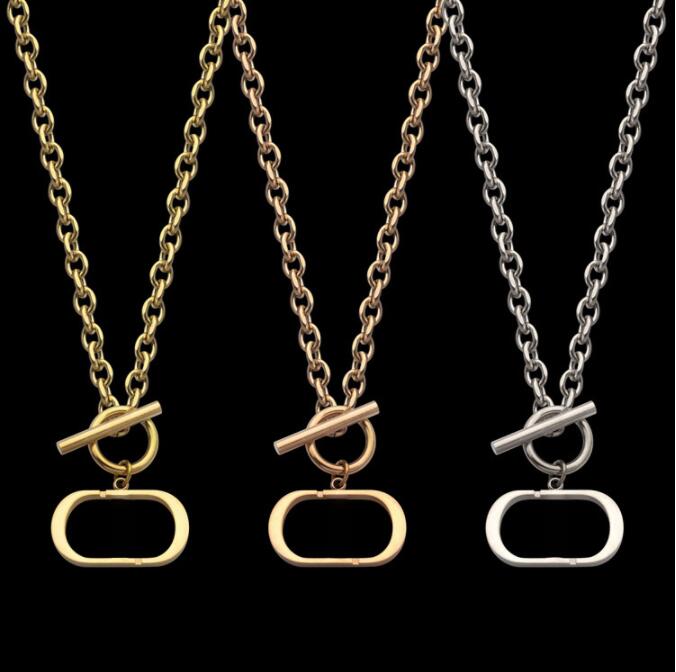 

51cm Never fade simple design Jewelry hollow letter pendant letter long chain necklace Stainless Steel 18K Gold silver rose Plated wedding p
