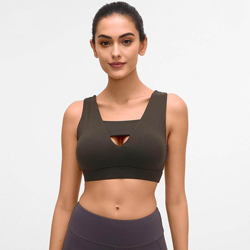 

Gym Clothing Square Neck Fitness Workout Bras Shockproof Women Yoga Top High Support Athletic Exercise Push Up Soft Nylon Running Brassiere, Black