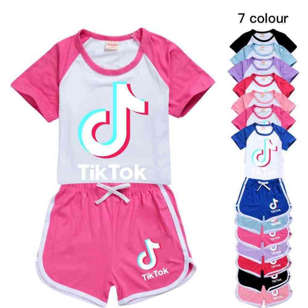 

tiktok kids clothing girls summer outfits set childrens baby boy clothes tracksuit TIK TOK shorts leisure sport suit tracksuits gG40Y46T, Suit black