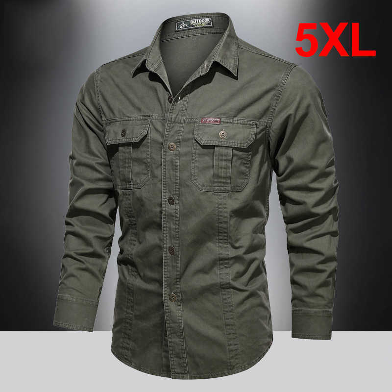 

2021 Spring Summer Thin Jackets Men Military Jacket Buttons Fashion Casual Solid Color Outwear Male Plus Size 5XL Tops HA089 X0621, Khaki