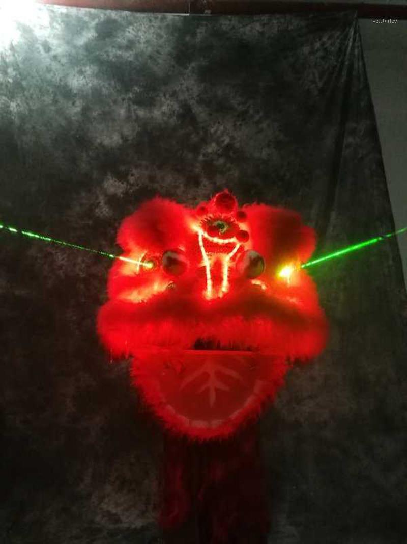 

Party Decoration LED Light Up Lumious Red Lion Dance Head Wihte Laser On Eyes Stage Show Dragon Chinese Folk Cosplay Prop