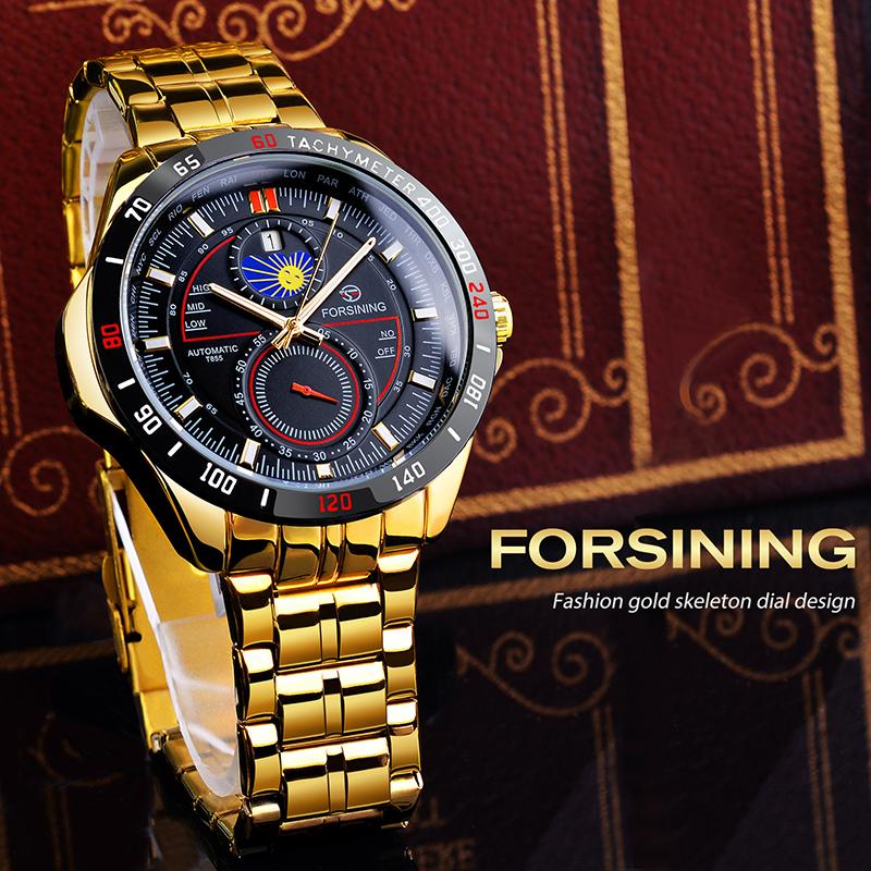 

Wristwatches Forsining Alloy Strap Waterproof Watches Men Hollow-carved Automatic Mechanical Fashion Man's Wristwatch, No.1