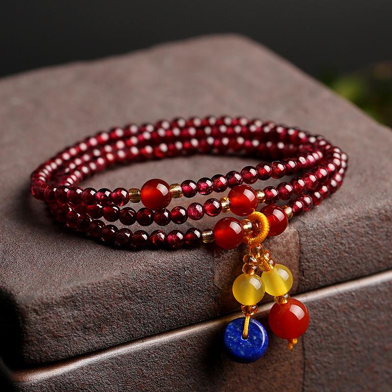 Beaded, Strands Natural 3.5mm Purple Garnet Bracelet Multi Circles Strings Bracelets Women&#039;s Ethnic Yellow Crystal Handwear Jewelry For Girl-image-705856462