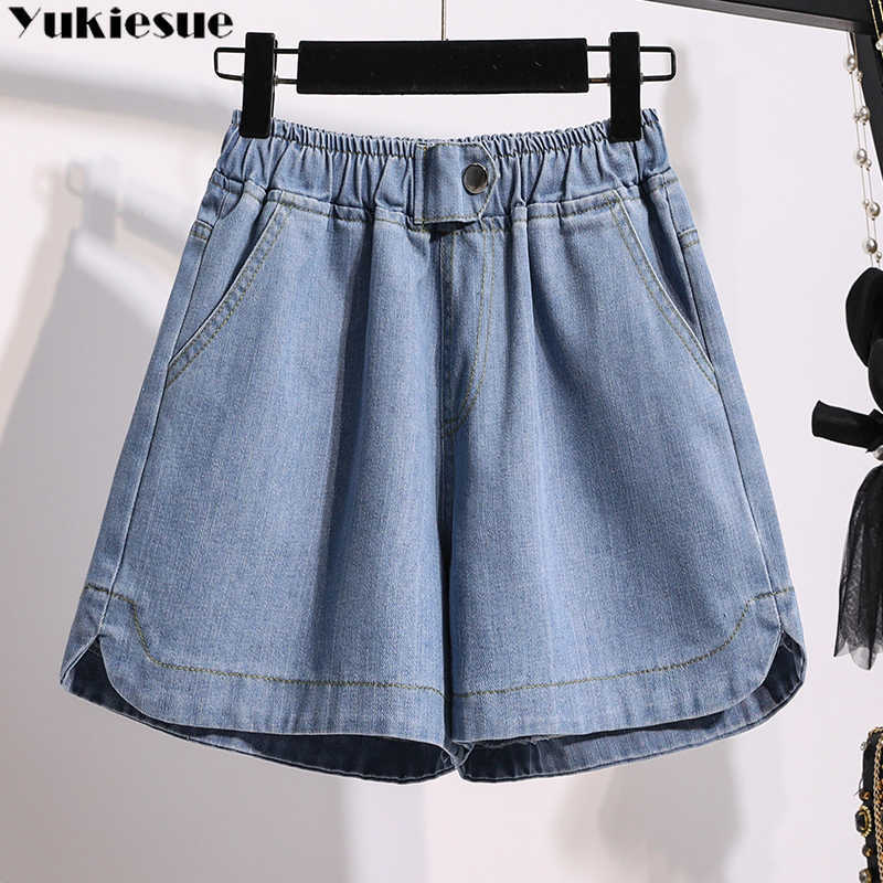 

harajuku vetement femme Summer women' denim shorts jeans women clothing loose ropa mujer short plus size jean 210608, Light blue