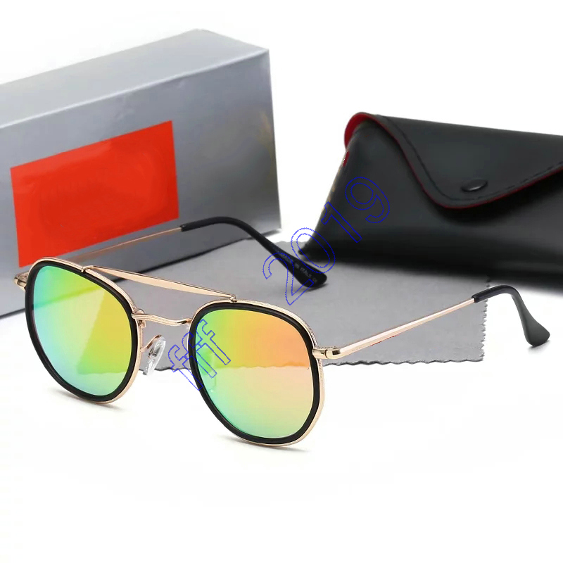 

2021 Designer Ray Men Women For round Sunglasses Vintage Pilot Brand Band UV400 Bands Protection Ben Outdoor Round Sun glasses with case