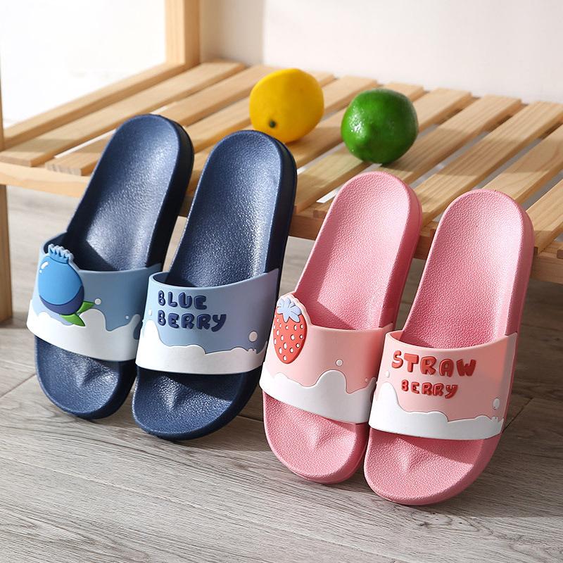 

Summer Couple Slippers Casual Flat Shoes Cartoon Home Indoor Non-slip Bathroom Lovely Flip Flop Women TX247, Black