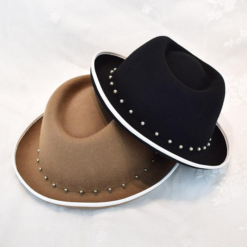 

Berets Wool Fedoras Hat Hats For Women Edge Concave Cap Pearl European American Style Autumn Winter Jazz Chapeau Femme, 01
