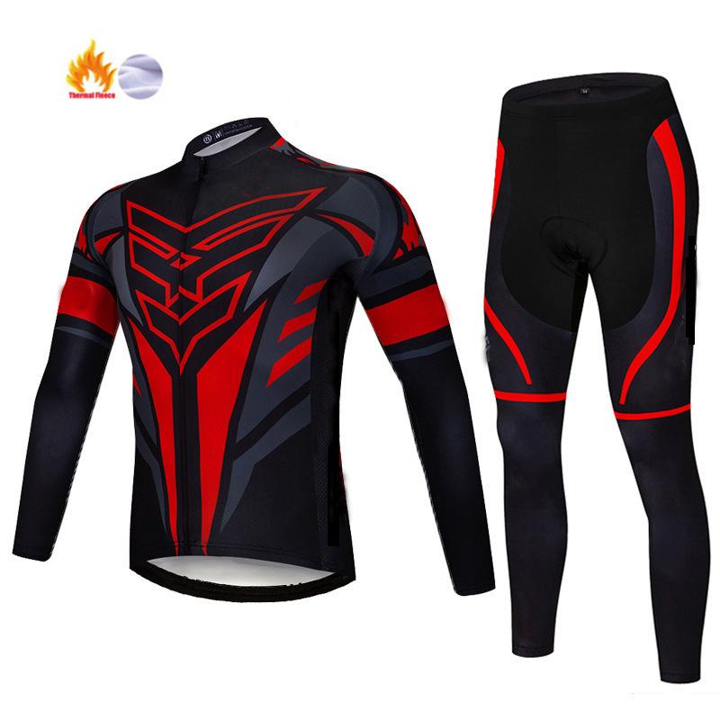 

Racing Sets Winter Bicycle Set Bike Cycling Team 2021 Thermal Fleece Long Sleeve Sportswear Jersey Suit For Men Clothing, Black;blue