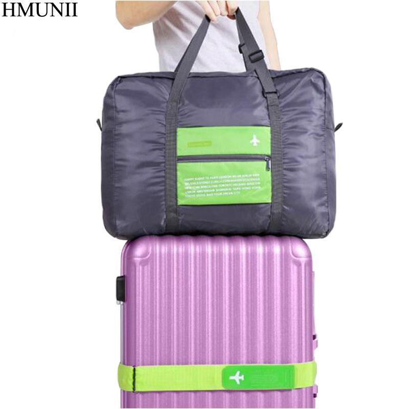 

Duffel Bags HMUNII WaterProof Travel Bag Large Capacity Women Nylon Folding Unisex Luggage Handbags C1-01