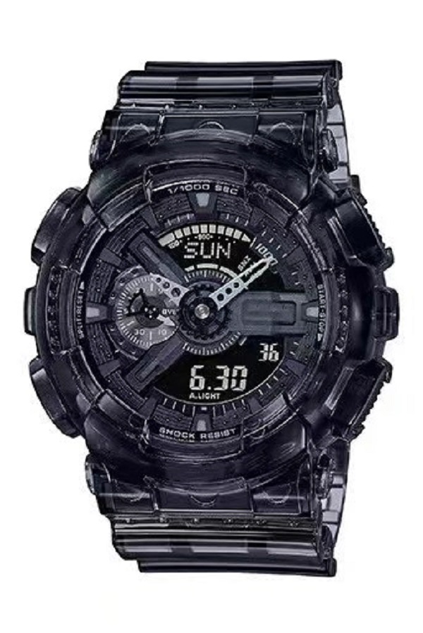 Men's Quartz Sports Digital 110 Watch LED Dual Display Black Transparent Automatic Raise Hand Light High Quality
