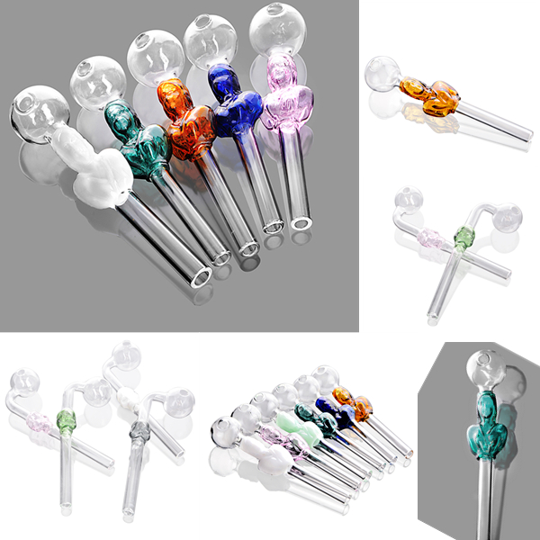 

Colorful glass smoking hookah with beauty handle pipe curved mini smoke pipes oil burner