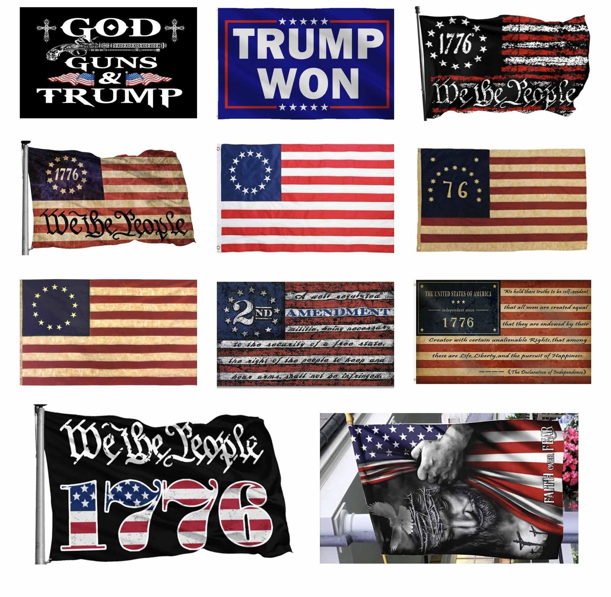 

Stock American Flag-Faith Over Fear God Jesus 3x5ft Flags 100D Polyester Banners Indoor Outdoor Vivid Color High Quality With Two Brass Grommets