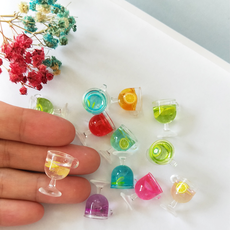 

10pcs/Bag Wine Goblet Resin Charms Pendants Cute Fruit Drink Cup Charms Ornament Fit Earrings DIY Jewelry Accessory Craft