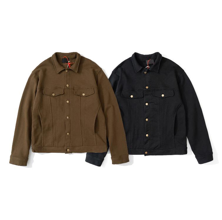 

2021 Europe mens jackets USA 7th French Terry Trucker Cargo Jeans Jacket Cool coats Men Windbreaker Casual Outwear Women fashion Coat, Brown