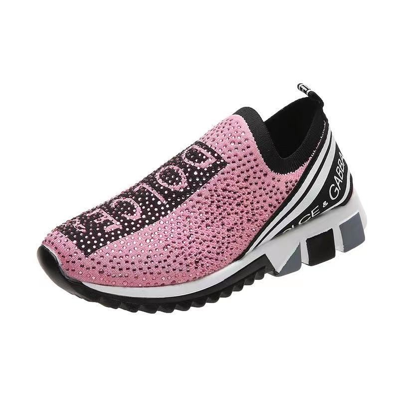 

New DG Large Size Women's Shoes Breathable Casual Fly Woven Lightweight Running Sneakers, Pink
