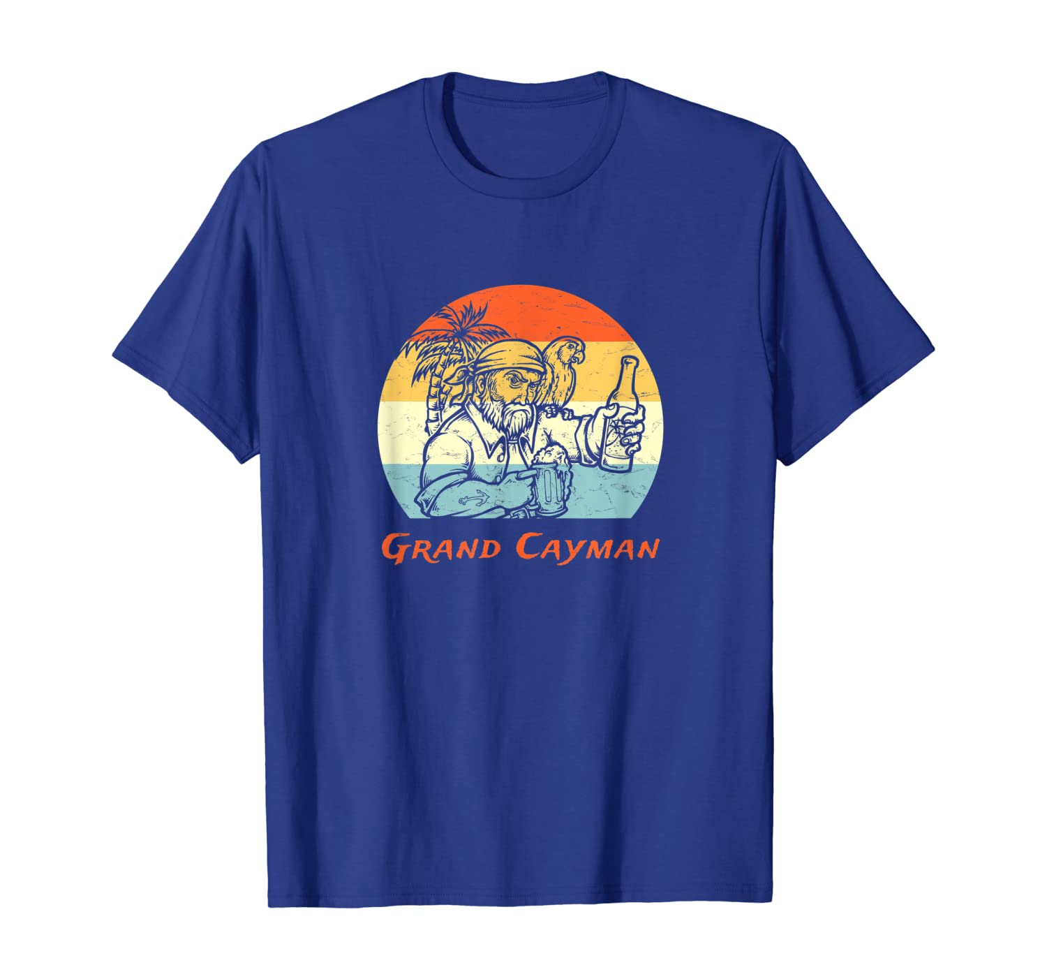

Grand Cayman Vintage Pirate Parrot Vacation Gift T-Shirt, White;black