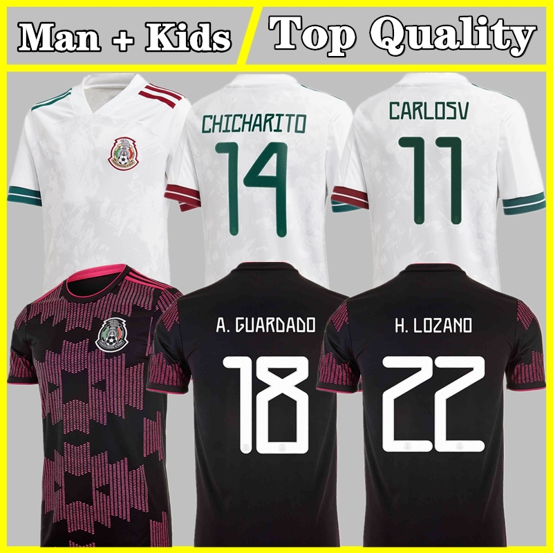 

Mexico Soccer Jersey 2021 Chicharito H. Lozano Marquez Herrera Carlosv Vela Layun A. Guardado football shirt Men Shirts Kids Kit uniform, Black;yellow