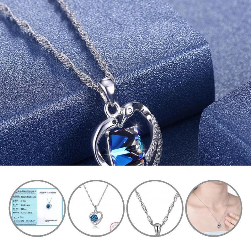 

Pendant Necklaces Blue Faux Crystal Women Electroplating Long Lasting Necklace For Banquet