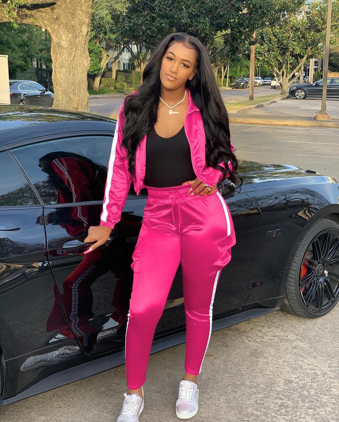 

side reflective strip women tracksuits long sleeve jacket safari pencil sweatpants suits 2pcs set sportwear tracksuit outfit, Gray