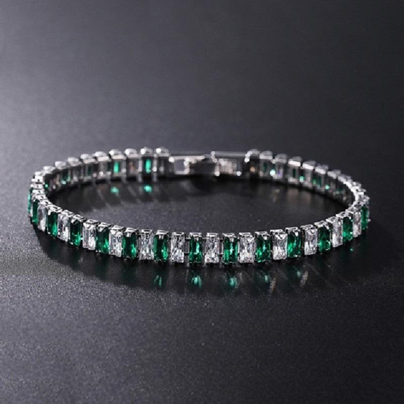 

Link, Chain 4mm Cubic Zirconia Green Tennis Bracelet Bracelets For Women Men Gold Silver Color Hand Homme Jewelry Wholesale