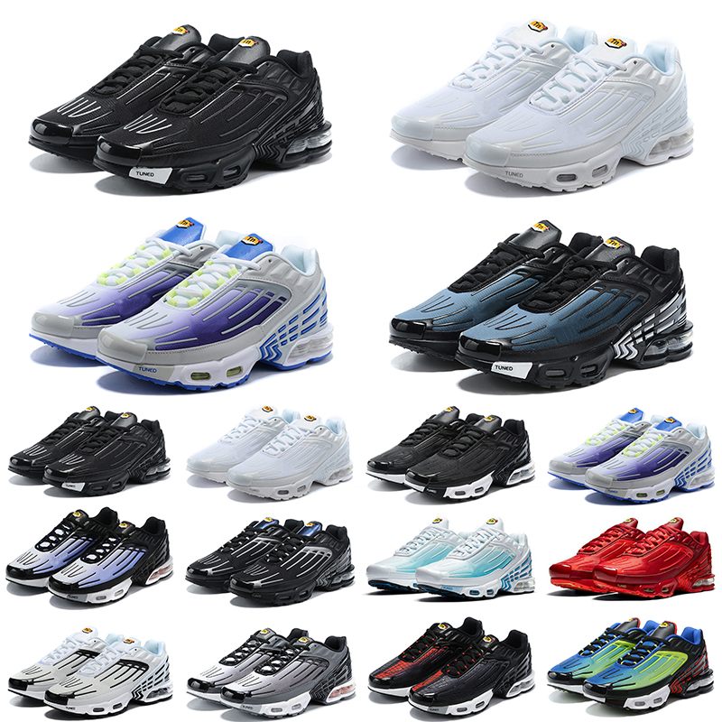 

Top Quality Tn Plus 3 Running Shoes Men Women Triple Black White Laser Blue Deep Royal Fashion Mens Trainers Sports des chaussures sneakers 36-45, 18 39-45