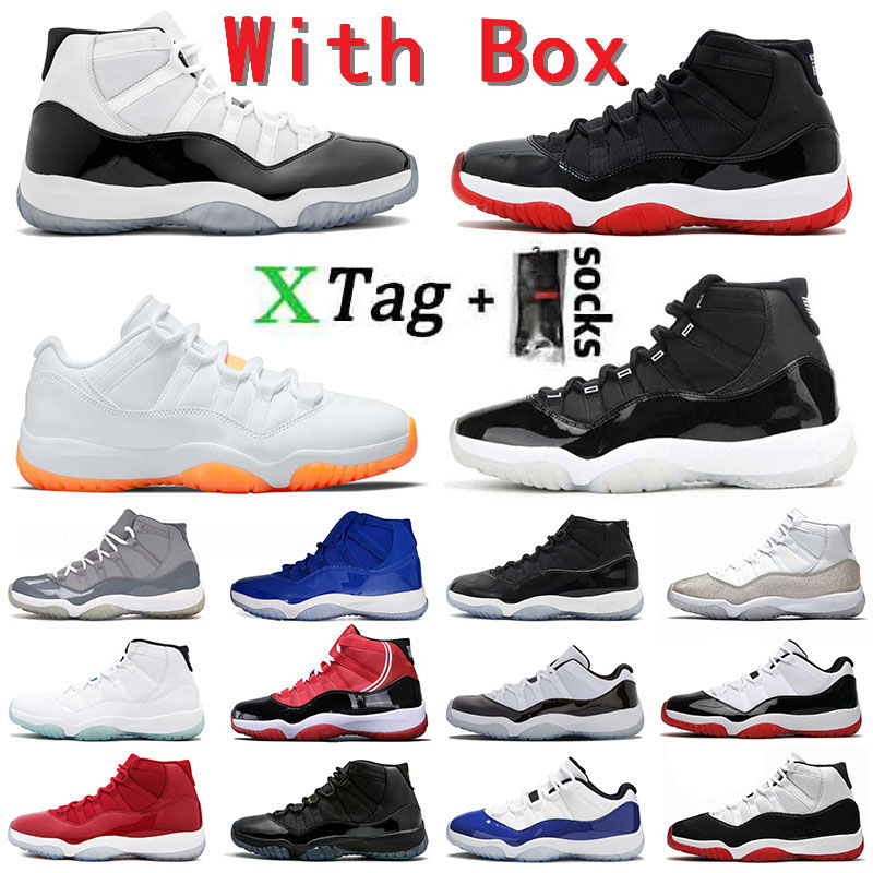 

WITH BOX Jumpman 11 11s Basketball Shoes 25th Men Women Concord Bred High Citrus Low XI Space Jam Cap and Gown Gamma Blue UNC Legend Men's Women's Trainers Sneakers, B24 university blue 36-47