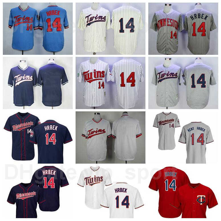 

Retro Baseball 14 Kent Hrbek Vintage Jersey Men Navy Blue White Red Grey Beige Team Stitched Pinstripe Pullover Retire 1969 1987 1991