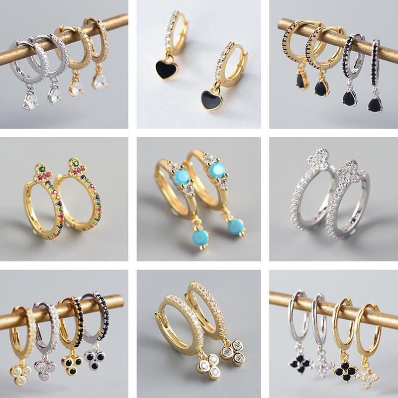 

Hoop & Huggie PONYKISS Trendy 925 Sterling Silver Colorful Dangle Zircon Earrings For Women Anniversary Fine Jewelry Accessory
