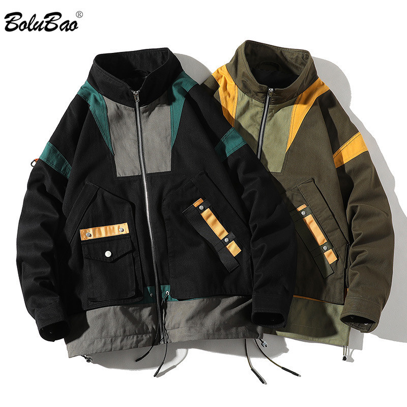 

BOLUBAO Brand Fashion Male Jackets Autumn Colorblock Casual Jackets Coat Mens Multiple Pockets Man Jackets Coats 210518, Army green