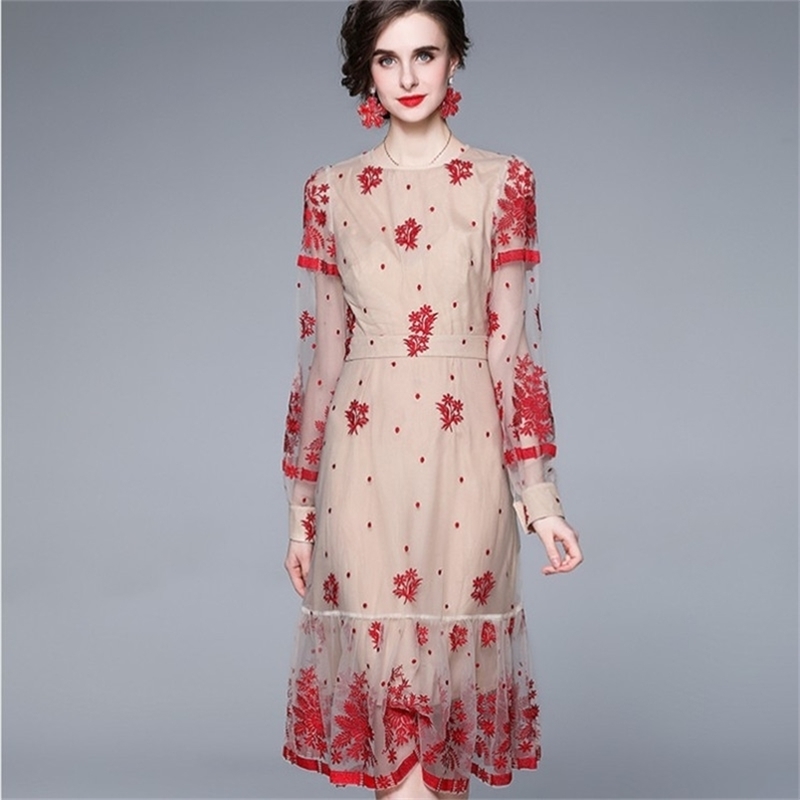 

Spring Summer Women Fashion Outwear Bohemian Holiday Long Sleeve O-Neck Elegant Dress Hit Color Sexy 210603, Picture color