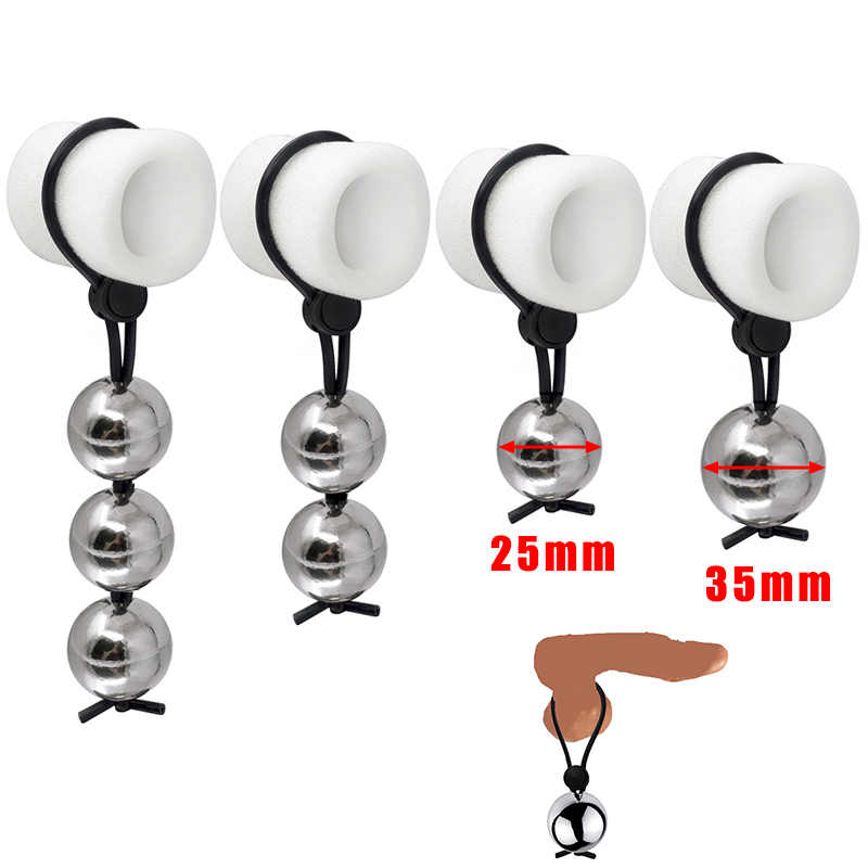 

New Metal Ball Cock Ring Penis Heavy Weight Hanger Stretcher Erection Enlarger Extender Sex Toys For Men